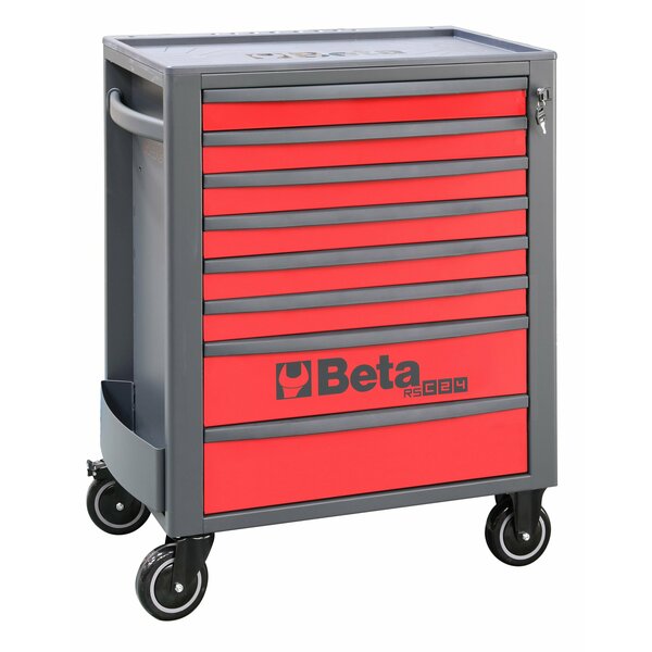 Beta Tool Cabinet, 8 Drawer, Red, Sheet Metal, 29 in W x 17-1/2 in D x 38 in H 024004683